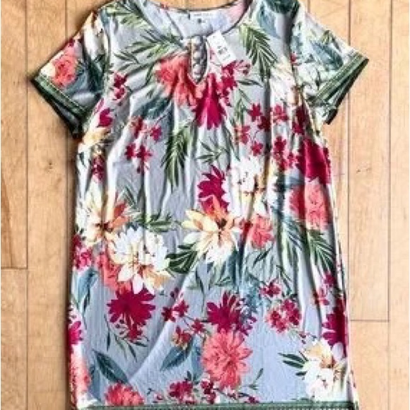 Other - Girls Floral Short Sleeve Dress - Pink & Green Floral